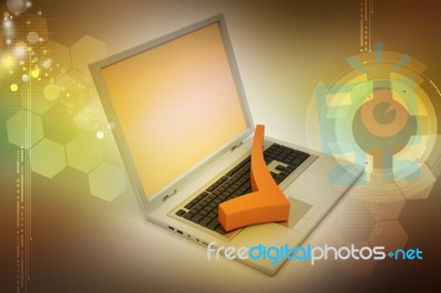 Laptop With Right Mark Stock Image