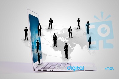 Laptop With Social Network Stock Image