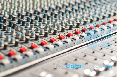 Large Sound Mixer Equipment In Studio Stock Photo