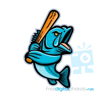 Largemouth Bass Baseball Mascot Stock Image