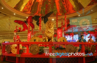 Las Vegas - Jan 30: Beautiful Decoration Celebrating The Chinese… Stock Photo