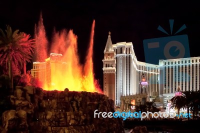 Las Vegas, Nevada/usa - August 3 : Volcano At The Mirage Hotel L… Stock Photo