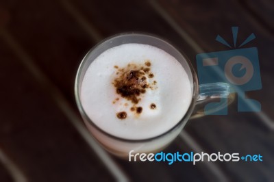 Latte Art In Coffee Shop,instagram Filter Retro Effect Stock Photo