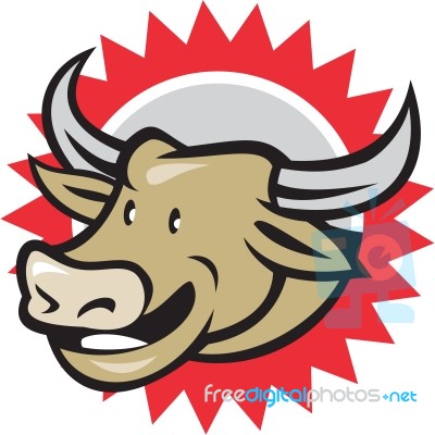 Laughing Cow Head Cartoon Stock Image
