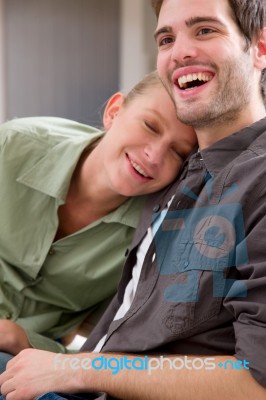 Laughing Young Couple Stock Photo
