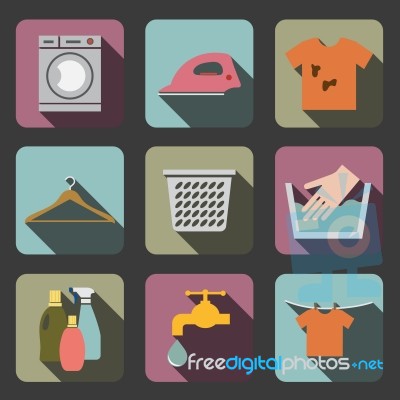 Laundry Flat Icon Stock Image