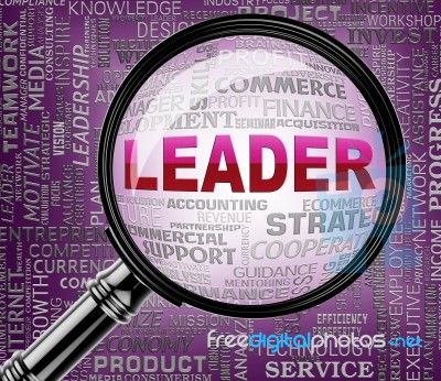 Leader Magnifier Shows Leadership Magnify And Initiative Stock Image
