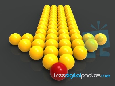 Leading Metallic Balls In Arrow Showing Leadership Stock Image