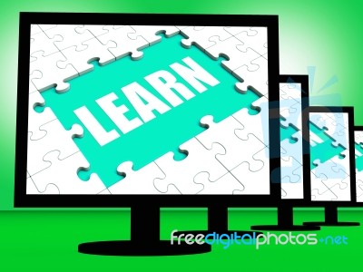 Learn Screen Shows Web Education Or Online Studying Stock Image