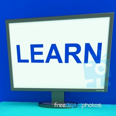 Learn Screen Shows Web Learning Or Online Studying Stock Image
