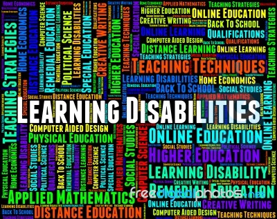 Learning Disabilities Words Shows Special Needs And Educated Stock Image