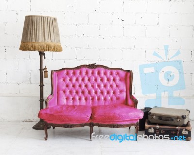 Leather Sofa In White Room Stock Photo