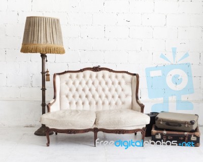 Leather Sofa In White Room Stock Photo