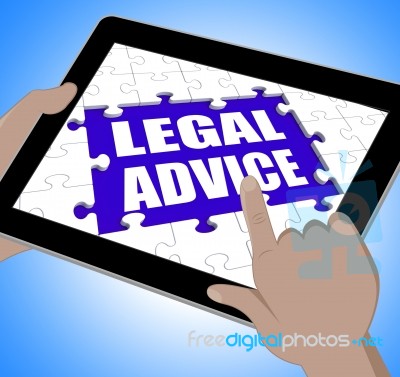 Legal Advice Tablet Shows Online Lawyer Help Stock Image