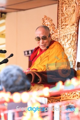 Leh, India-august 5, 2012 - His Holiness The 14th Dalai Lama Stock Photo