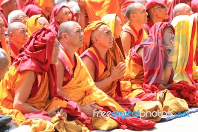 Leh, India-august 5, 2012 - His Holiness The 14th Dalai Lama Stock Photo Leh, India-august 5, 2012 - His Holiness The 14th Dalai Lama Stock Photo