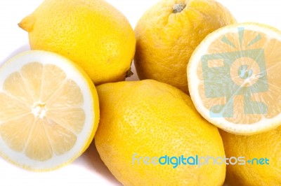Lemons On White Stock Photo