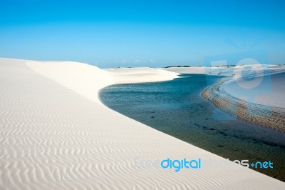 Lencois Maranhenses National Park, Brazil, Low, Flat, Flooded La… Stock Photo