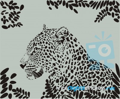 Leopard And Leaves Pattern Background Stock Image