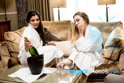 Let's Open Champagne And Celebrate Stock Photo