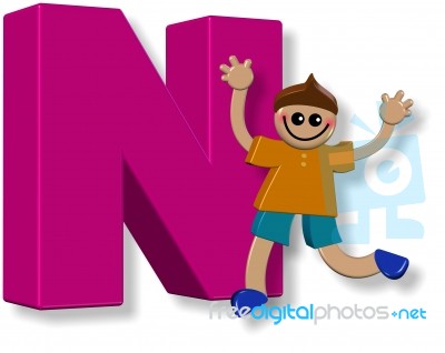 Letter N Boy Stock Image - Royalty Free Image ID 100376590