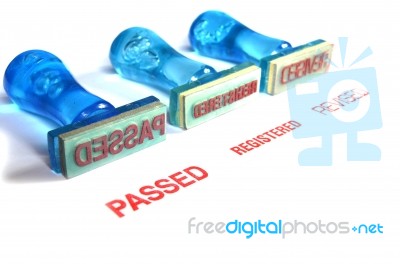 Letter On Blue Rubber Stamp Stock Photo