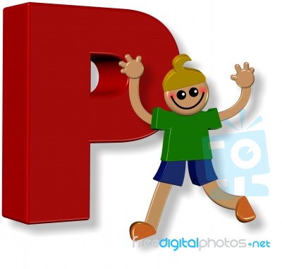 Letter P Boy Stock Image