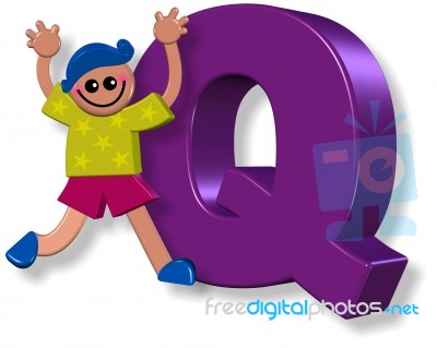Letter Q Boy Stock Image