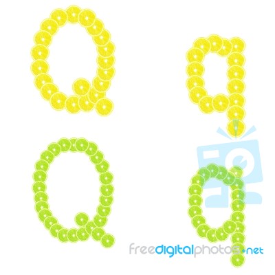 Letters Stacked Slices Of Lemon And Lime To Create Inscriptions Stock Photo