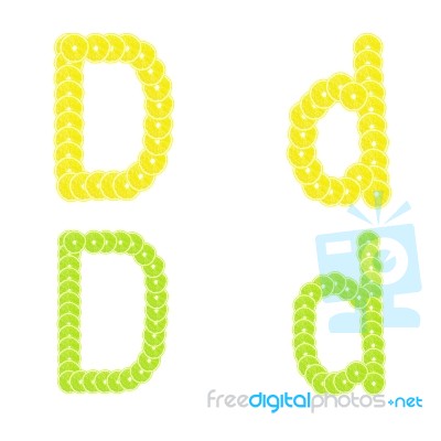 Letters Stacked Slices Of Lemon And Lime To Create Inscriptions Stock Photo