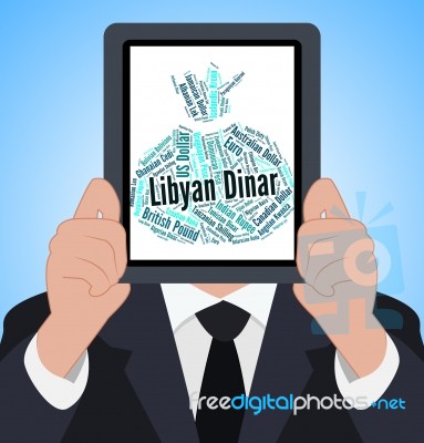 Libyan Dinar Means Currency Exchange And Coin Stock Image