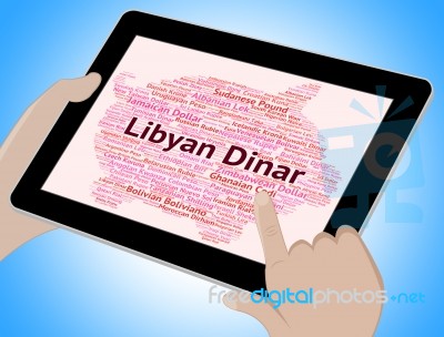 Libyan Dinar Shows Exchange Rate And Currency Stock Image