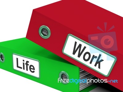 Life Work Folders Mean Balance Of Career And Leisure Stock Image