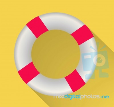 Lifebuoy Flat Icon With Long Shadow Stock Image