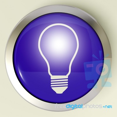Light Bulb Button Means Bright Idea Innovation Or Invention Stock Image