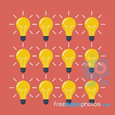 Light Bulbs Pattern Flat Style Stock Image