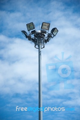 Light Pole On Blue Sky Background Stock Photo