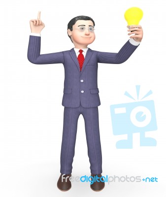 Lightbulb Businessman Means Render Illustration And Think 3d Ren… Stock Image