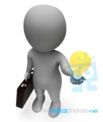 Lightbulb Idea Represents Business Person And Character 3d Rende… Stock Image