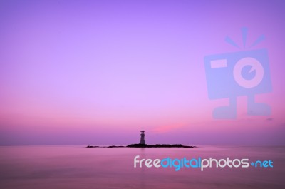 Lighthouse After Sunset Stock Photo