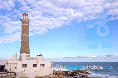 Lighthouse In Jose Ignacio Near Punta Del Este, Uruguay Stock Photo