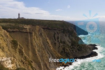 Lighthouse Of Cape Espichel Stock Photo