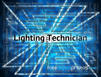 Lighting Technician Showing Position And Job Stock Image