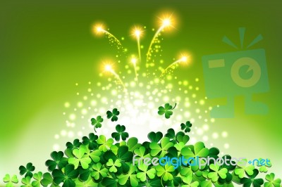 Lights On Shamrock For Patrick's Day Card Stock Image