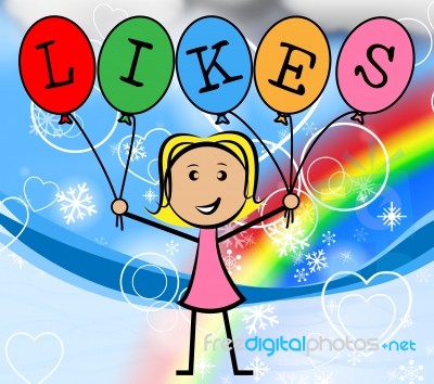 Likes Balloons Indicates Social Media And Bunch Stock Image