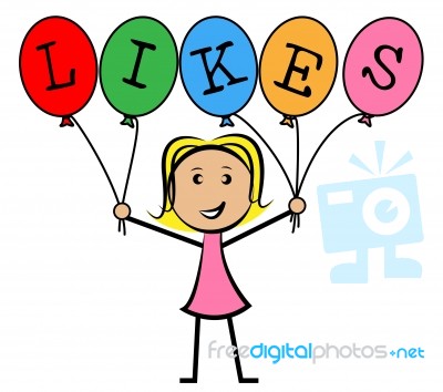 Likes Balloons Indicates Social Media And Kids Stock Image