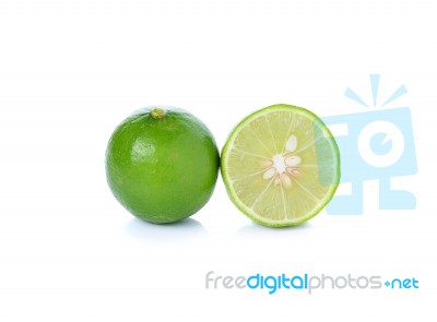 Lime And Slice, Isolated On White Background Stock Photo
