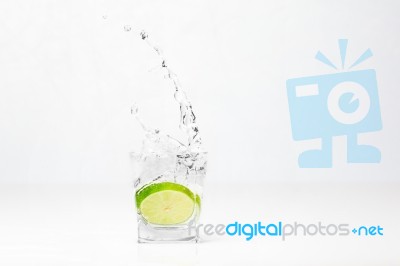 Lime In The Glass Stock Photo