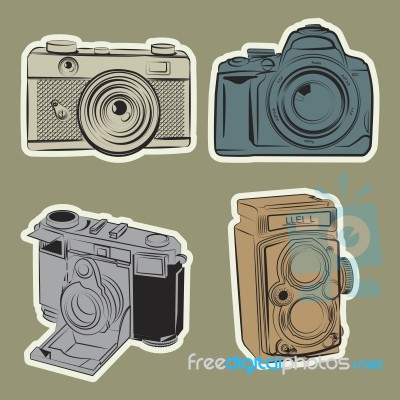 Line Art Camera Set Stock Image