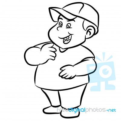 Line Drawing Cartoon Fat Boy Smiling - Illustration Stock Image Line Drawing Cartoon Fat Boy Smiling - Illustration Stock Image